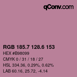 カラーコード: RGB 185.7 128.6 153 | qconv.com