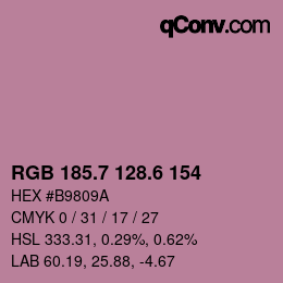 カラーコード: RGB 185.7 128.6 154 | qconv.com