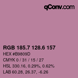 カラーコード: RGB 185.7 128.6 157 | qconv.com