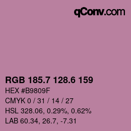 カラーコード: RGB 185.7 128.6 159 | qconv.com