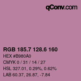 カラーコード: RGB 185.7 128.6 160 | qconv.com