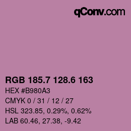 カラーコード: RGB 185.7 128.6 163 | qconv.com