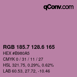 カラーコード: RGB 185.7 128.6 165 | qconv.com