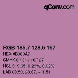 カラーコード: RGB 185.7 128.6 167 | qconv.com