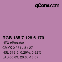 カラーコード: RGB 185.7 128.6 170 | qconv.com