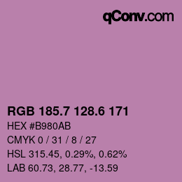 カラーコード: RGB 185.7 128.6 171 | qconv.com