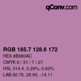 カラーコード: RGB 185.7 128.6 172 | qconv.com