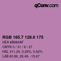 カラーコード: RGB 185.7 128.6 175 | qconv.com