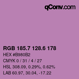 カラーコード: RGB 185.7 128.6 178 | qconv.com
