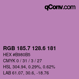 カラーコード: RGB 185.7 128.6 181 | qconv.com