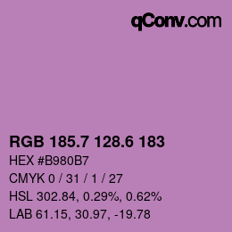 カラーコード: RGB 185.7 128.6 183 | qconv.com