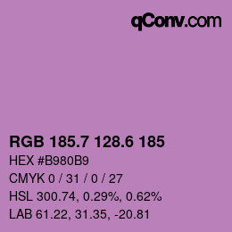 カラーコード: RGB 185.7 128.6 185 | qconv.com