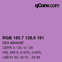 カラーコード: RGB 185.7 128.6 191 | qconv.com