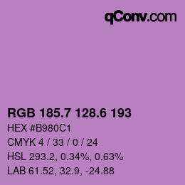 カラーコード: RGB 185.7 128.6 193 | qconv.com