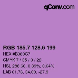 カラーコード: RGB 185.7 128.6 199 | qconv.com
