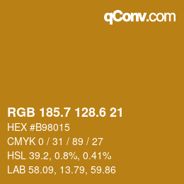 カラーコード: RGB 185.7 128.6 21 | qconv.com