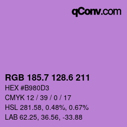 カラーコード: RGB 185.7 128.6 211 | qconv.com