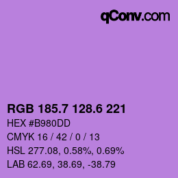 カラーコード: RGB 185.7 128.6 221 | qconv.com