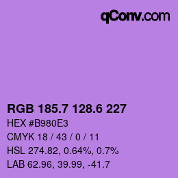 カラーコード: RGB 185.7 128.6 227 | qconv.com