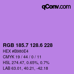 カラーコード: RGB 185.7 128.6 228 | qconv.com