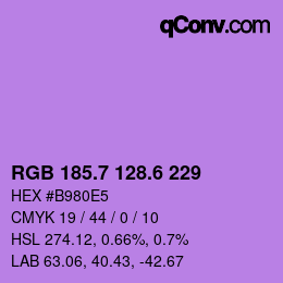 カラーコード: RGB 185.7 128.6 229 | qconv.com