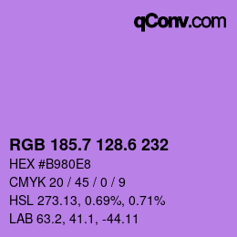 カラーコード: RGB 185.7 128.6 232 | qconv.com
