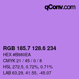 カラーコード: RGB 185.7 128.6 234 | qconv.com