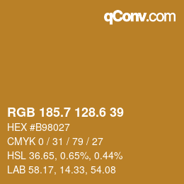 カラーコード: RGB 185.7 128.6 39 | qconv.com