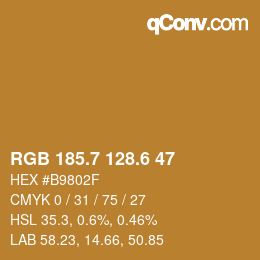 カラーコード: RGB 185.7 128.6 47 | qconv.com