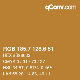 カラーコード: RGB 185.7 128.6 51 | qconv.com