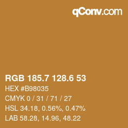 カラーコード: RGB 185.7 128.6 53 | qconv.com