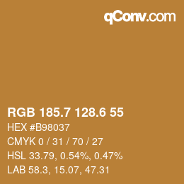 カラーコード: RGB 185.7 128.6 55 | qconv.com