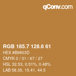 カラーコード: RGB 185.7 128.6 61 | qconv.com