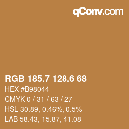 カラーコード: RGB 185.7 128.6 68 | qconv.com