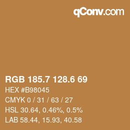 カラーコード: RGB 185.7 128.6 69 | qconv.com
