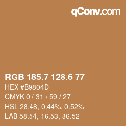 カラーコード: RGB 185.7 128.6 77 | qconv.com