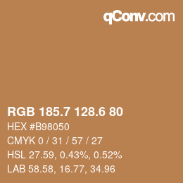カラーコード: RGB 185.7 128.6 80 | qconv.com