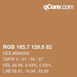 カラーコード: RGB 185.7 128.6 82 | qconv.com