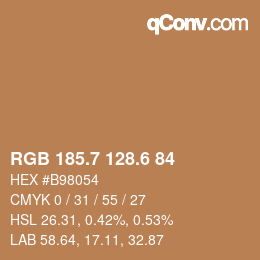 カラーコード: RGB 185.7 128.6 84 | qconv.com