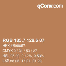 カラーコード: RGB 185.7 128.6 87 | qconv.com