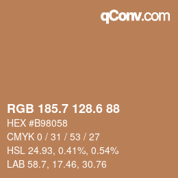 カラーコード: RGB 185.7 128.6 88 | qconv.com