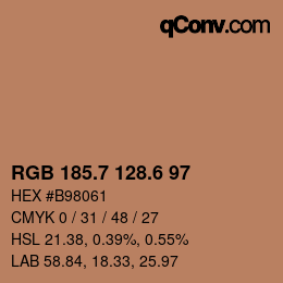 カラーコード: RGB 185.7 128.6 97 | qconv.com