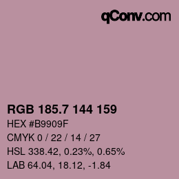 カラーコード: RGB 185.7 144 159 | qconv.com