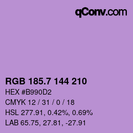 カラーコード: RGB 185.7 144 210 | qconv.com