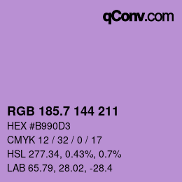 カラーコード: RGB 185.7 144 211 | qconv.com