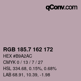 カラーコード: RGB 185.7 162 172 | qconv.com