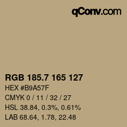 カラーコード: RGB 185.7 165 127 | qconv.com