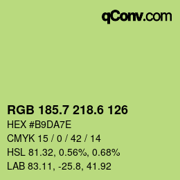 カラーコード: RGB 185.7 218.6 126 | qconv.com