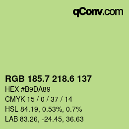 カラーコード: RGB 185.7 218.6 137 | qconv.com
