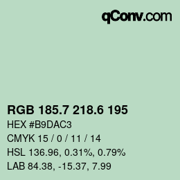 カラーコード: RGB 185.7 218.6 195 | qconv.com